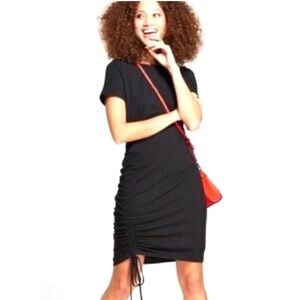 A New Day Ruched Body-con Comfortable Black Trendy Dress - Size XL